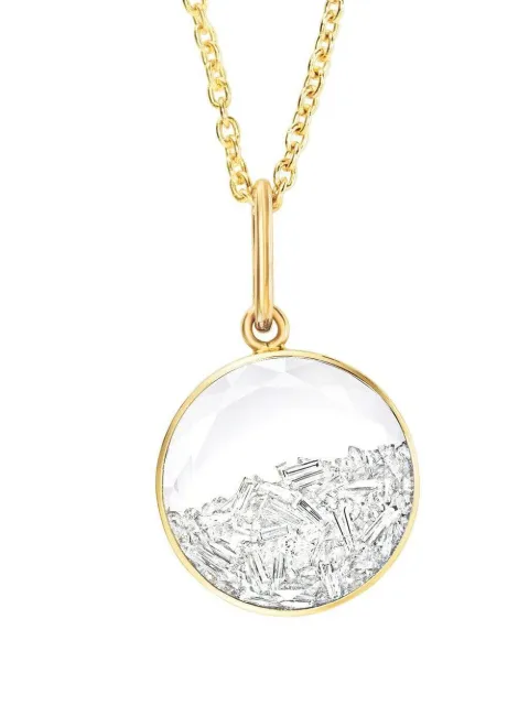 Moritz Glik 18kt yellow gold round diamond shaker pendant necklace Pink N537