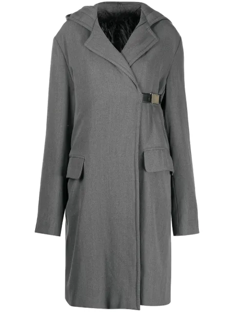 Gianfranco Ferré Pre-Owned 1990s hooded knee-length coat Grey GFF600M