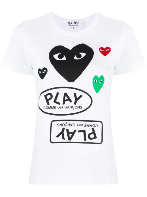 Comme Des Garçons Play logo-print heart-motif T-shirt White P1T281