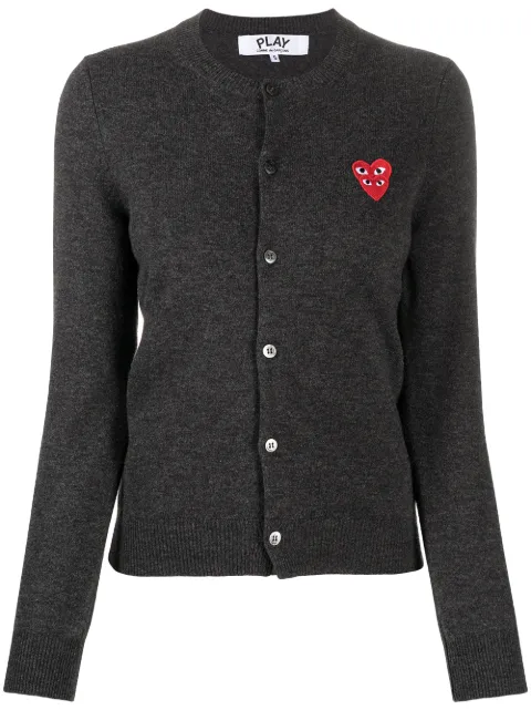 Comme Des Garçons Play overlapping heart wool cardigan Grey P1N075