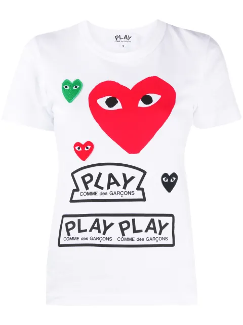 Comme Des Garçons Play short-sleeved heart print T-shirt White P1T279