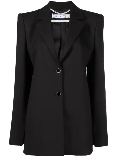 Off-White shoulder pads logo print blazer Black OWEF059R21FAB0011000