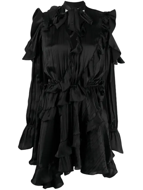 Off-White creased ruffled cocktail dress Black OWDB294R21FAB0011000