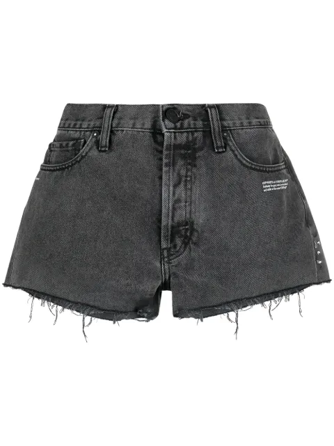 Off-White raw-edge logo denim shorts Grey OWYC002R21DEN0020700