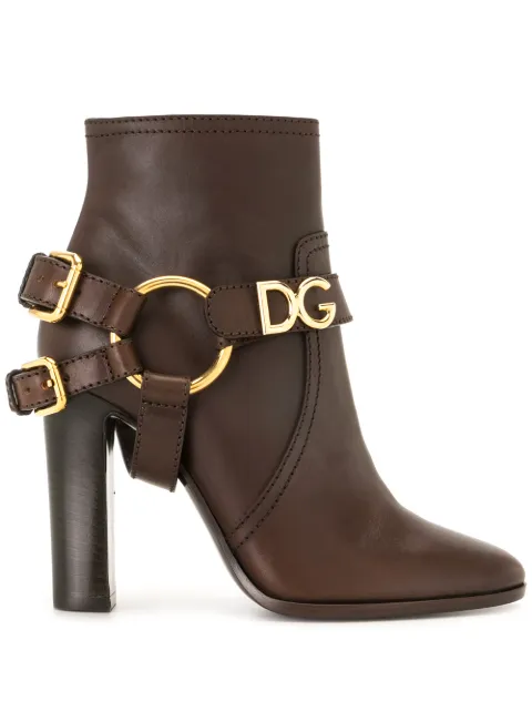 Dolce & Gabbana DG buckled ankle booties Brown CT0698AW673