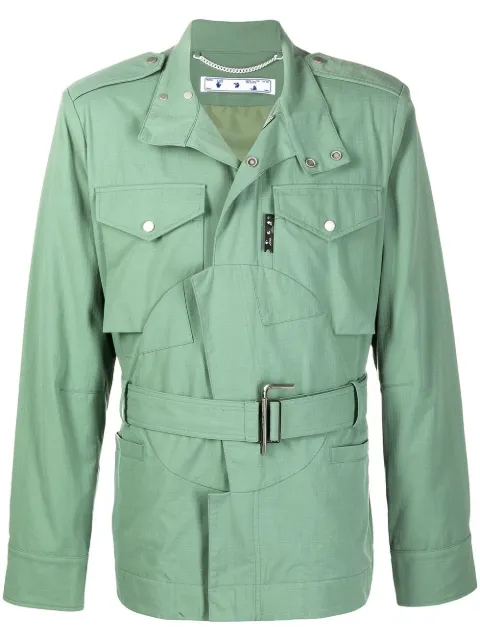 Off-White belted-waist military jacket Green OMEL016R21FAB0015910