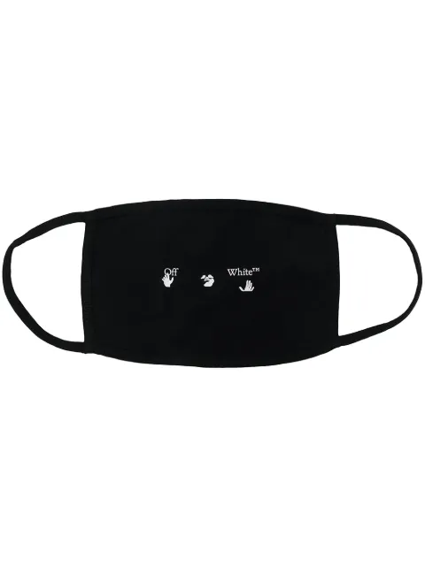 Off-White logo-print face mask Black OMRG001R21JER0011001