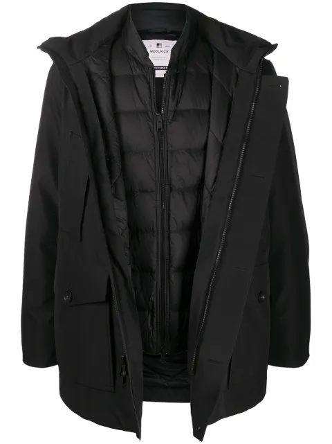 Woolrich double layered hooded coat Black WOOU0326MRUT1180