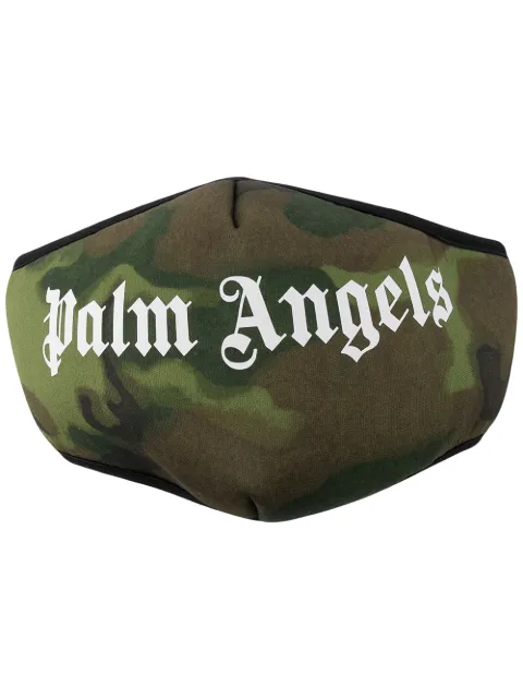 Palm Angels camouflage logo-print face mask Green PMRG006R21MAT0015601