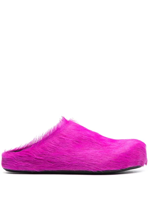 Marni fuchsia long-hair calfskin Fussbett sabot Purple SBMS004601P412200C57