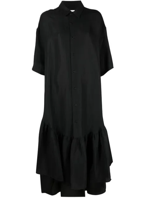AMI Paris ruffle-detailing shirtdress Black E21FR153456