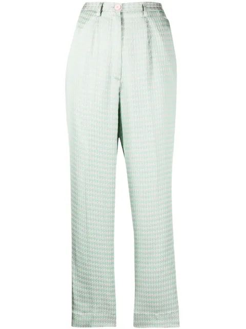Forte Forte high-rise houndstooth-print cropped trousers Green 8023MYPANTS