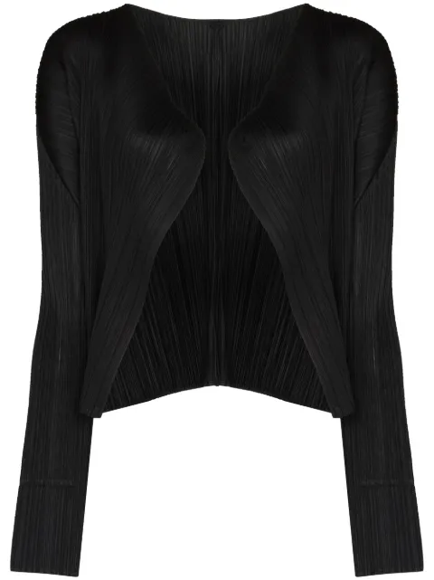 Pleats Please Issey Miyake plissé long-sleeve cardigan Black PP56JO106