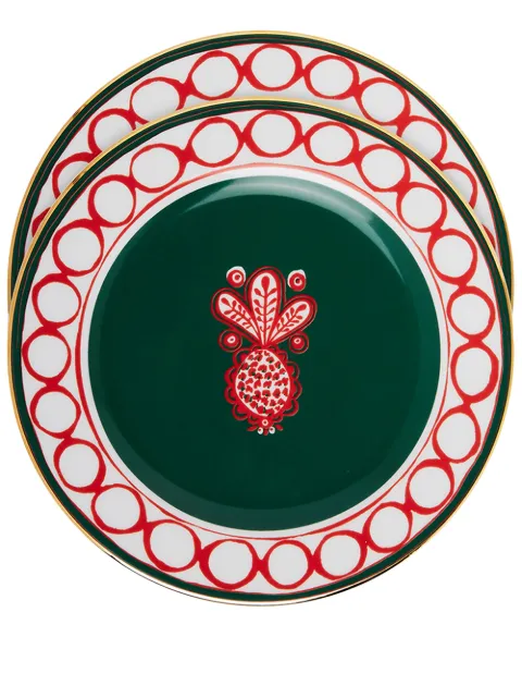 La DoubleJ Pineapple Bordeaux dessert plates (set of 2) Green DIS0031CER001PNP0006