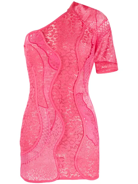 Stella McCartney one shoulder lace mini dress Pink 603198SLA02