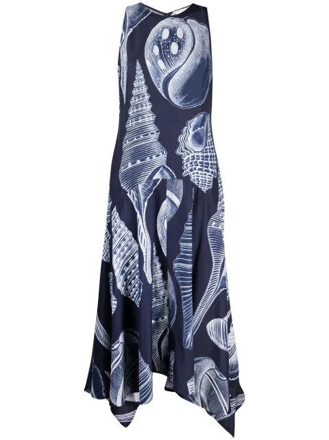 Stella McCartney Anabelle shell-print silk dress Blue 603130SRA58