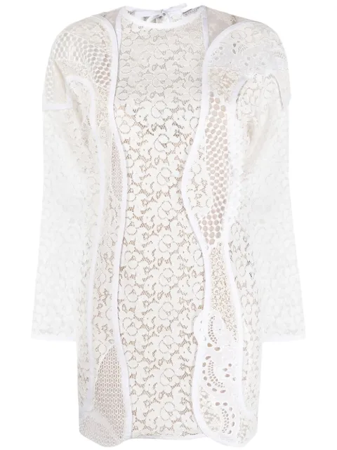 Stella McCartney floral-lace panelled mini-dress White 603116SLA02