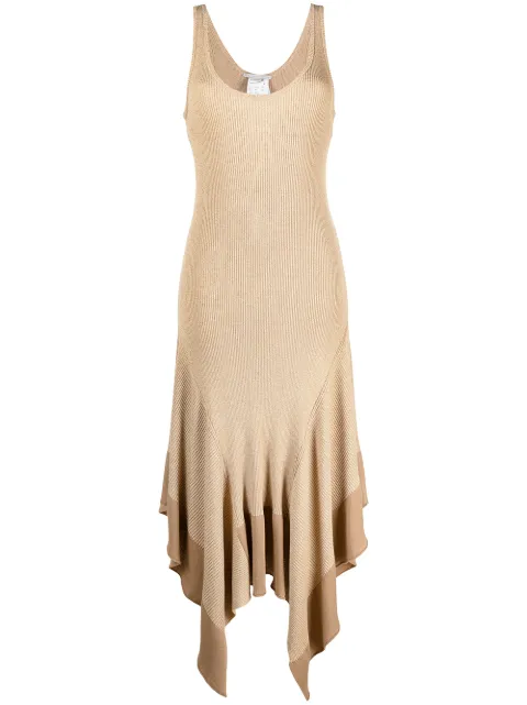 Stella McCartney rib-knit handkerchief-hem dress Neutrals 602988S2247