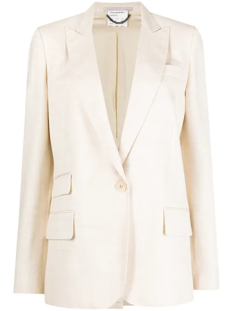 Stella McCartney single-breasted peak-lapel blazer Neutrals 602107SMB61