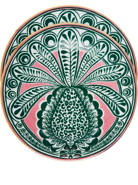 La DoubleJ Pineapple Fuxia dessert plates (set of 2) Pink DIS0031CER001PNP0009