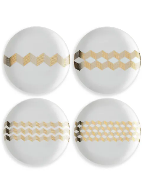 LSA International Chevron tea plates (set of 4) White CH14P07516146