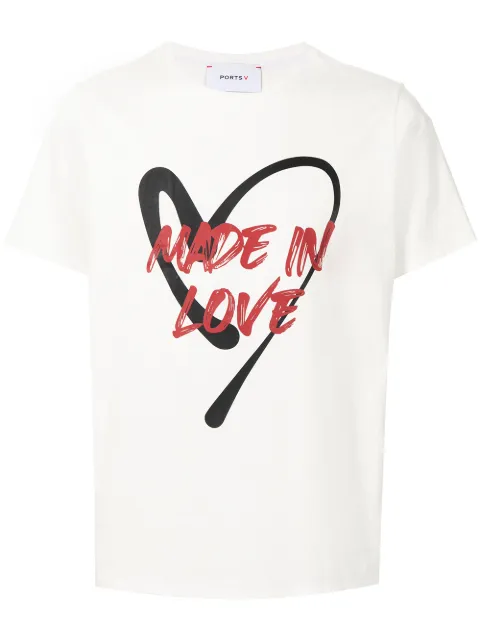 Ports V slogan-print short-sleeved T-shirt White VM8KKC64MCC062