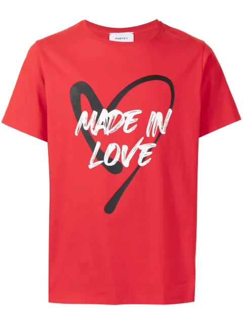 Ports V slogan-print short-sleeved T-shirt Red VM8KKC64MCC062
