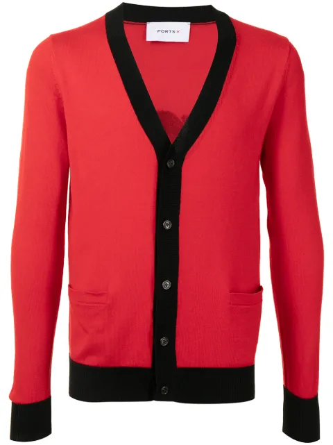 Ports V slogan-print knitted cardigan Red VM8KFN61JKW017