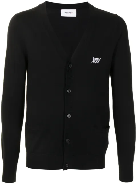 Ports V logo-print button-up cardigan Black VM8KFN60JKW017