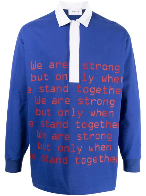 Ports V slogan-print polo shirt Blue VM8KKP21HCC031
