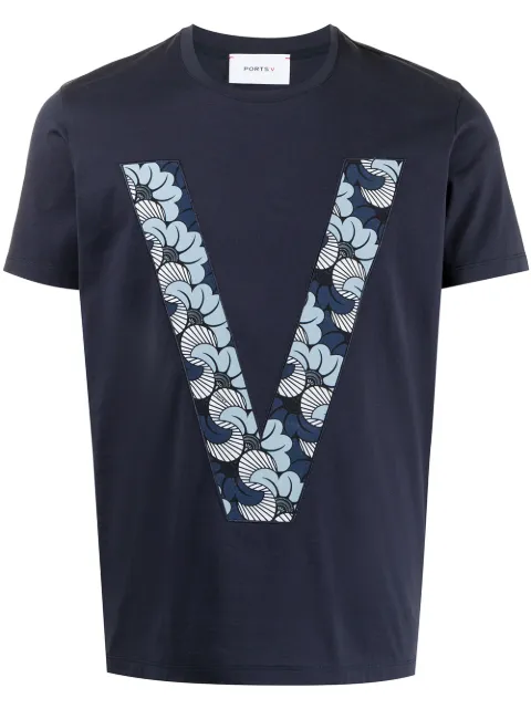 Ports V monogram-print cotton T-shirt Blue VM8KKC32HCC024