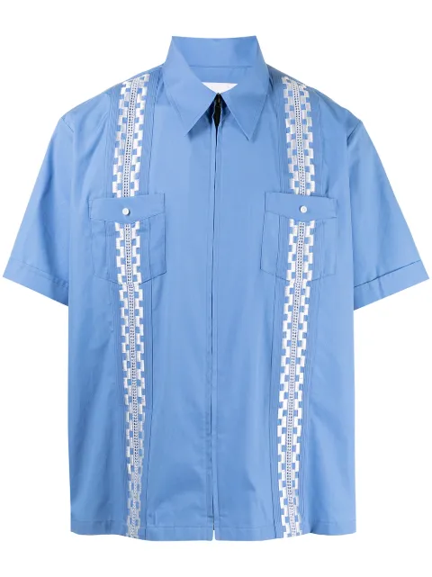 Ports V geometric band cotton shirt Blue VM8HCS01MWC058