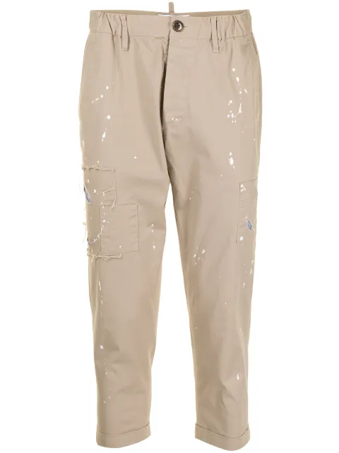 Ports V cropped paint splatter trousers Brown VM8TCL04JWD060