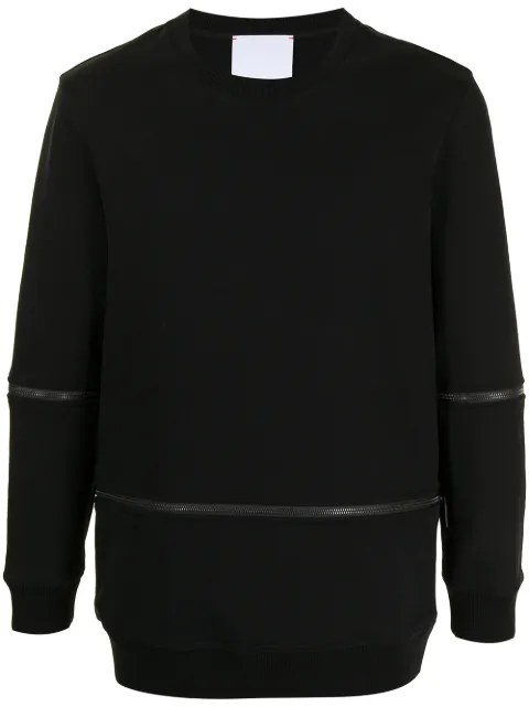Ports V zip details crew neck sweatshirt Black VM8KKX08HCC027