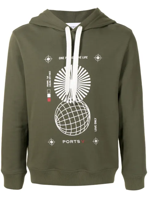 Ports V graphic print hooded sweatshirt Green VM8KKH32HCC027