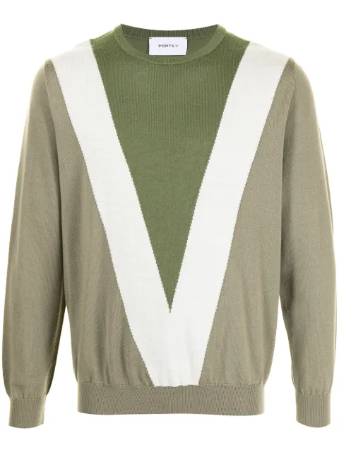 Ports V V intarsia crew neck jumper Green VM8KFC03JKW017