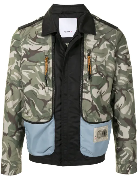 Ports V panelled camouflage print bomber jacket Green VM8JSB16MFQ080