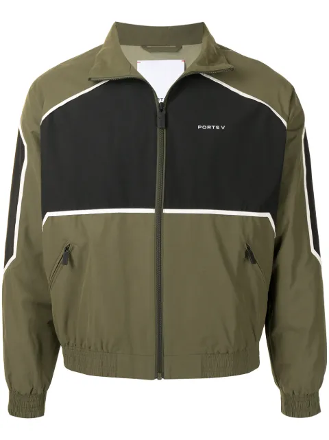 Ports V panelled logo print zipped jacket Green VM8JSB08JWN028