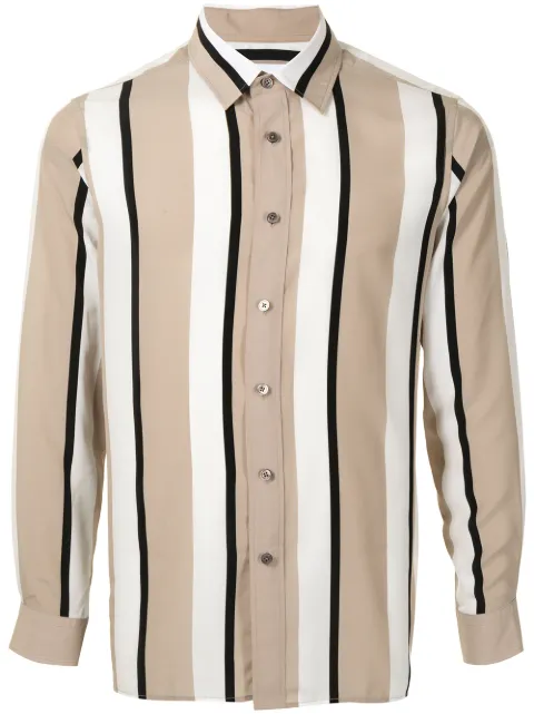 Ports V vertical stripe print shirt Neutrals VM8HCL06MPP087