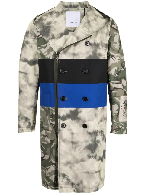 Ports V striped camouflage print zipped coat Green VM8CRC02MFQ080