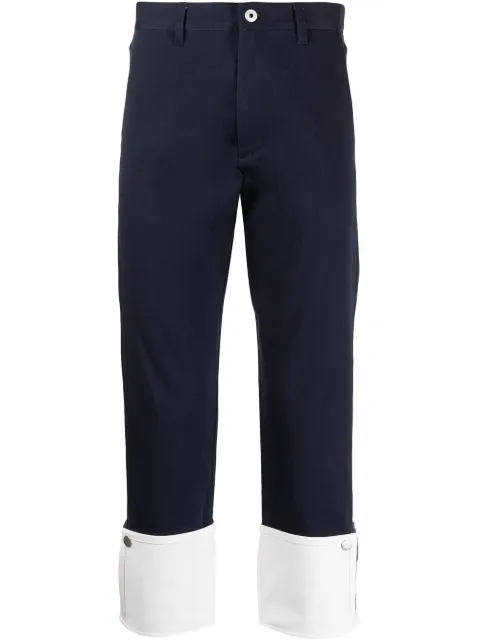 Ports V turn-up contrast hem chino trousers Blue VM8TJD01MWD094