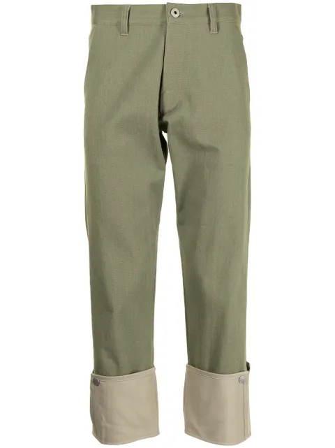 Ports V contrast turn-up trousers Green VM8TJD01MWD094