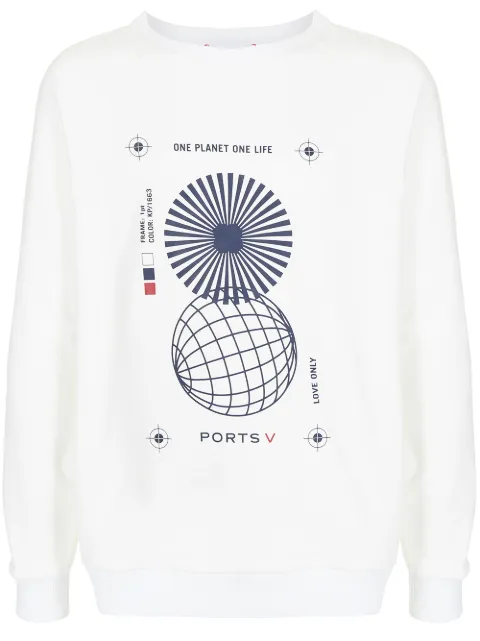 Ports V "ONE PLANET ONE LIFE" slogan print sweatshirt White VM8KKX11HCC027
