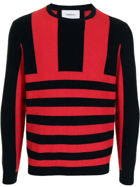 Ports V stripe-print knitted jumper Red VM8KFC01UKC004