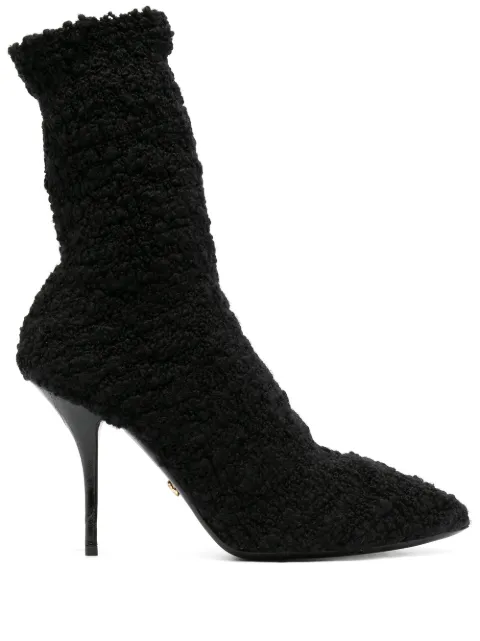 Dolce & Gabbana shearling stiletto heel boots Black CT0729A8M46