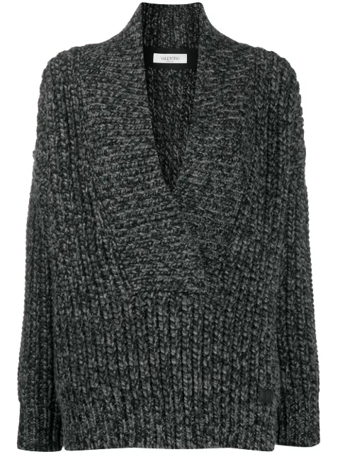 Valentino Garavani oversized mélange-knit jumper Black BKC18M5YW