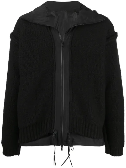 The Viridi-Anne knitted layered hooded jacket Black VI326906