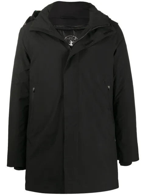 Save The Duck logo patch coat Black D4695MGRINY