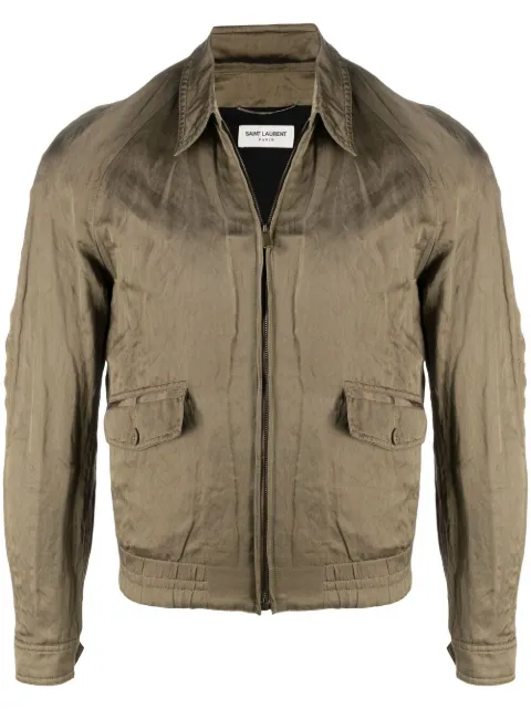 Saint Laurent long-sleeve satin jacket Green 637524Y1C17