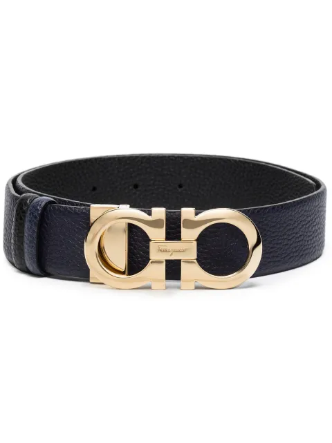 Ferragamo Gancini pebbled-leather belt Blue 673941